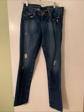 J. Crew Dark Blue Skinny Jeans with Distressed Detail